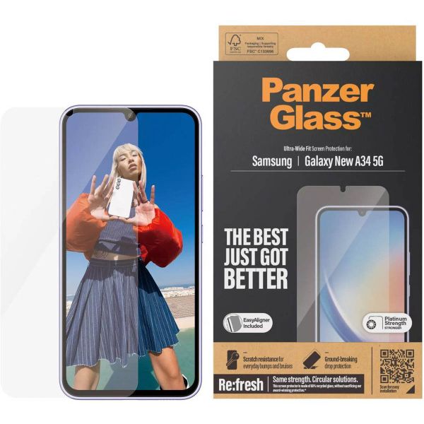 PanzerGlass Refresh Ultra-Wide Fit Anti-Bacterial Screenprotector Samsung Galaxy A35