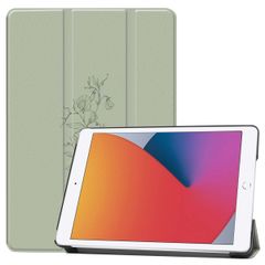 imoshion Design Trifold Bookcase Apple iPad 9 (2021) 10.2 inch / iPad 8 (2020) 10.2 inch / iPad 7 (2019) 10.2 inch - Floral Green