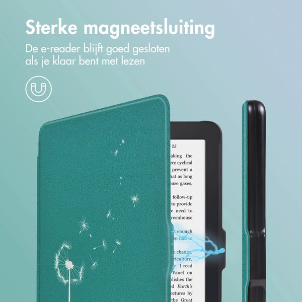 imoshion Design Slim Hard Case Bookcase Kobo Clara 2E / Tolino Shine 4 - Green Dandelion
