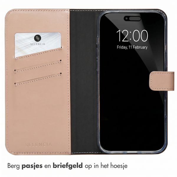 Selencia Echt Leren Bookcase Apple iPhone 18 Pro / 17 Pro - Dusty Pink