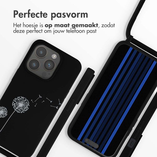 imoshion Siliconen design hoesje met koord iPhone 15 Pro - Dandelion Black