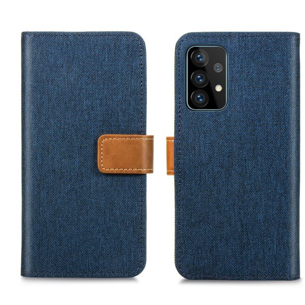 imoshion Luxe Canvas Bookcase Samsung Galaxy A72 - Donkerblauw