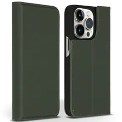 Accezz Premium Leather Slim Bookcase iPhone 14 Pro - Groen