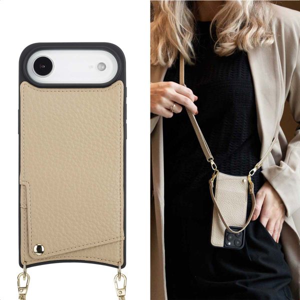 Selencia Nova Phone Case with Cord and Card Holder Apple iPhone Air - Beige
