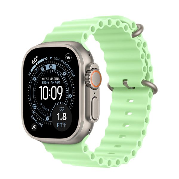 Apple Ocean Band Apple Watch Series 1 t/m 11 / SE / Ultra (44/45/46/49 mm) - Neon / Green Natural Titanium