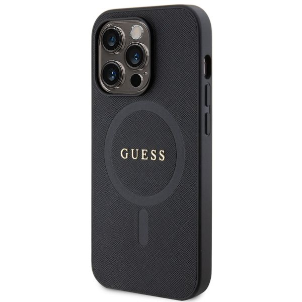 Guess Saffiano Backcover MagSafe Apple iPhone 15 Pro Max - Zwart