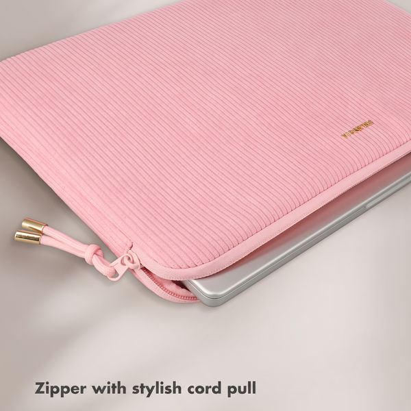 Selencia Corduroy Laptop hoes 15-16 inch - Laptopsleeve - Soft Blush