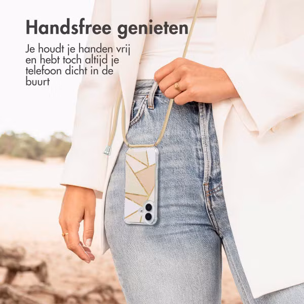 imoshion Design hoesje met koord Apple iPhone 16 - Beige Graphic