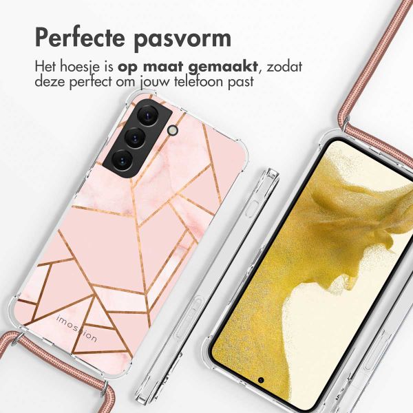 imoshion Design hoesje met koord Samsung Galaxy S22 Plus - Grafisch Koper - Roze / Goud