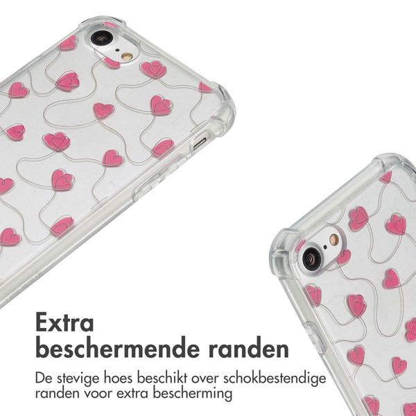 imoshion Design hoesje met koord Apple iPhone SE (2022 / 2020) / 8 / 7 - Dusty Rose Connected Hearts