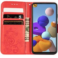 Klavertje Bloemen Bookcase Samsung Galaxy A21s - Rood