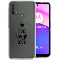 imoshion Design hoesje Motorola Moto E30 / E40 - Live Laugh Love - Zwart