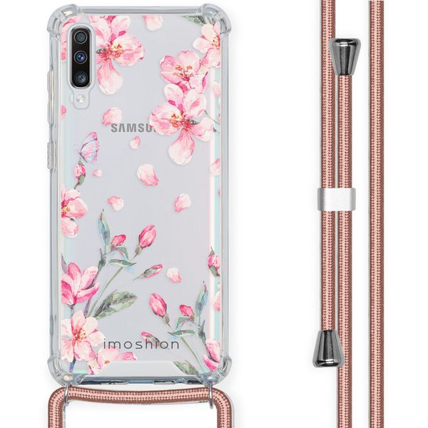 imoshion Design hoesje met koord Samsung Galaxy A70 - Bloem - Roze