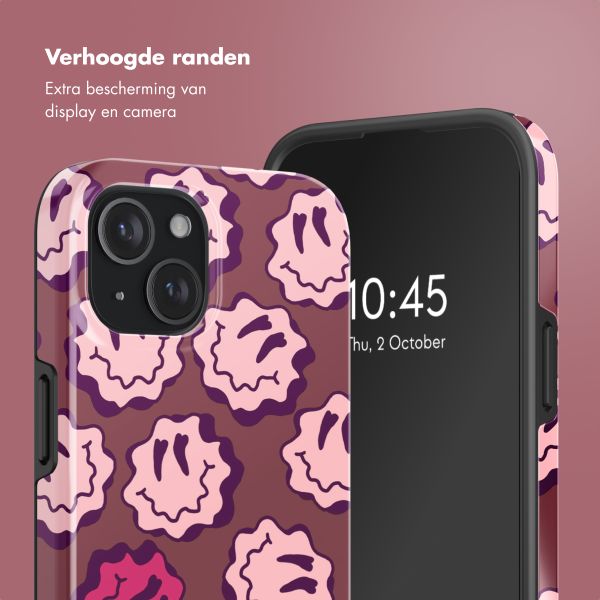 Selencia Vivid Backcover met MagSafe Apple iPhone 15 - Wavy Smiley Pink