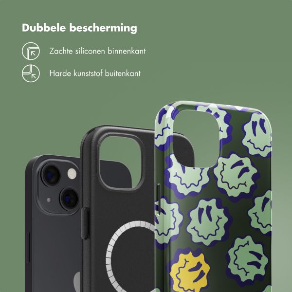 Selencia Vivid Backcover met MagSafe Apple iPhone 13 - Wavy Smiley Green