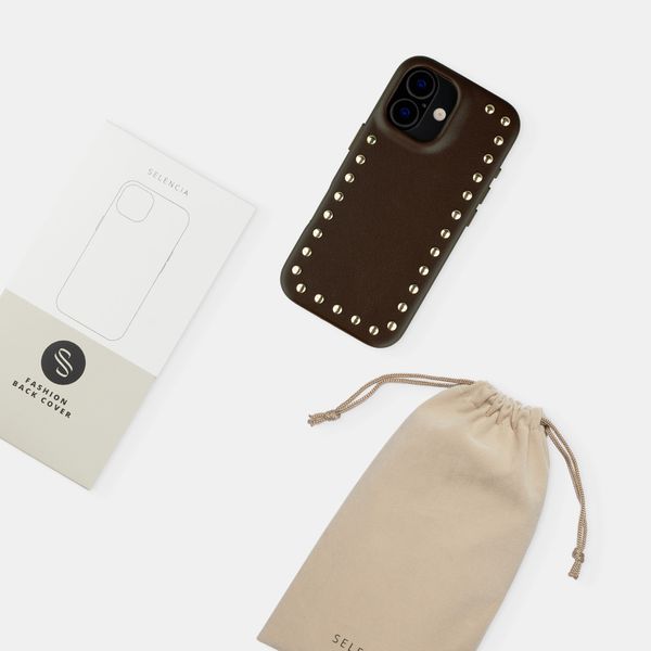 Selencia Studs Back Cover with MagSafe Apple iPhone 15 - Cacao Crush