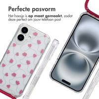 imoshion Design hoesje met koord Apple iPhone 16 - Dusty Rose Connected Hearts