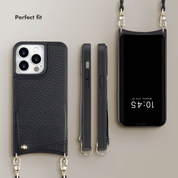 Selencia Nova Phone Case with Cord and Card Holder Apple iPhone 14 Pro - Black