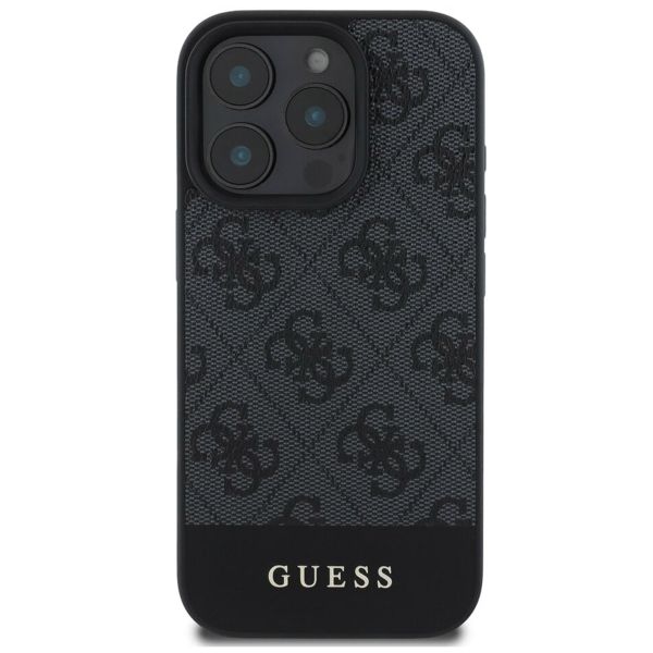 Guess Bottom Stripe 4G Backcover iPhone 16 Pro - Grijs