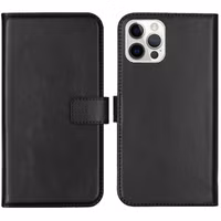 Selencia Echt Leren Bookcase iPhone 12 (Pro) - Zwart