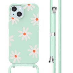 imoshion Siliconen design hoesje met koord Apple iPhone 15 - Green Flower Distance