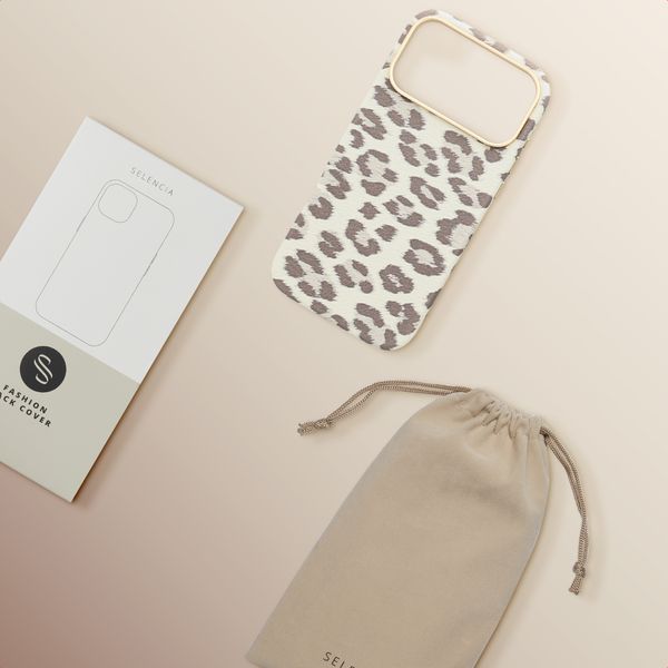 Selencia Sabi Backcover Panterprint met MagSafe Apple iPhone 17 Pro Max - Soft Ivory