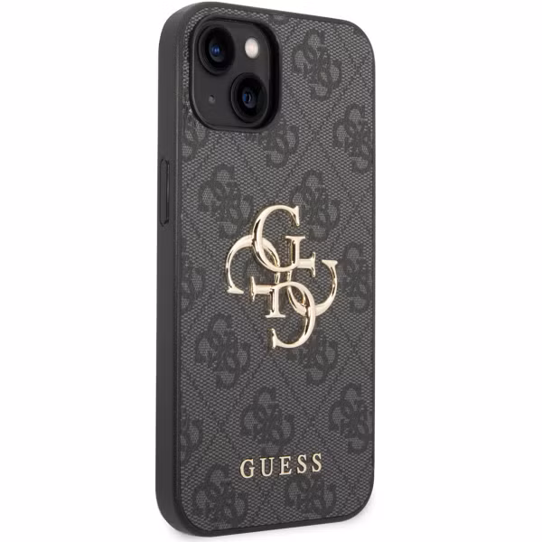 Guess 4G Metal Logo Backcover Apple iPhone 15 - Grijs