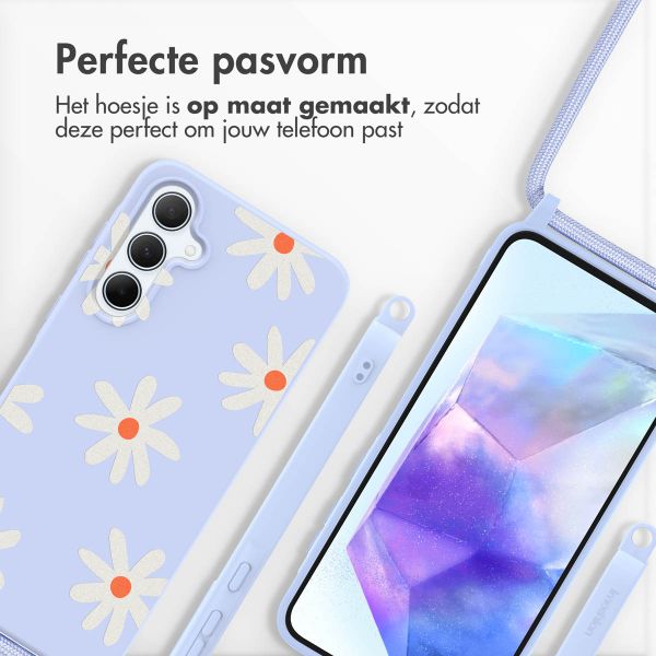 imoshion Siliconen design hoesje met koord Samsung Galaxy A55 - Lila Flower Distance