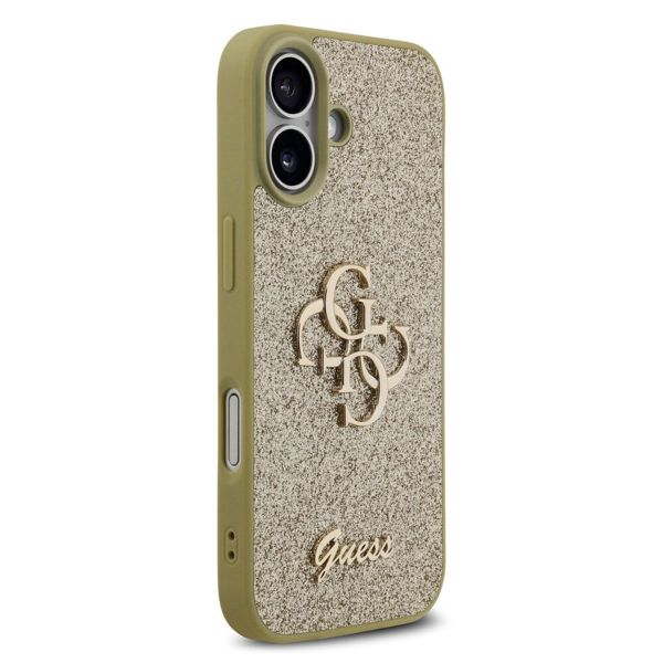 Guess 4G Metal Logo Glitter Backcover Apple iPhone 17 - Goud