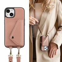 Selencia Sera Phone Case with Cord and Envelope Card Holder Apple iPhone 15 - Old Pink
