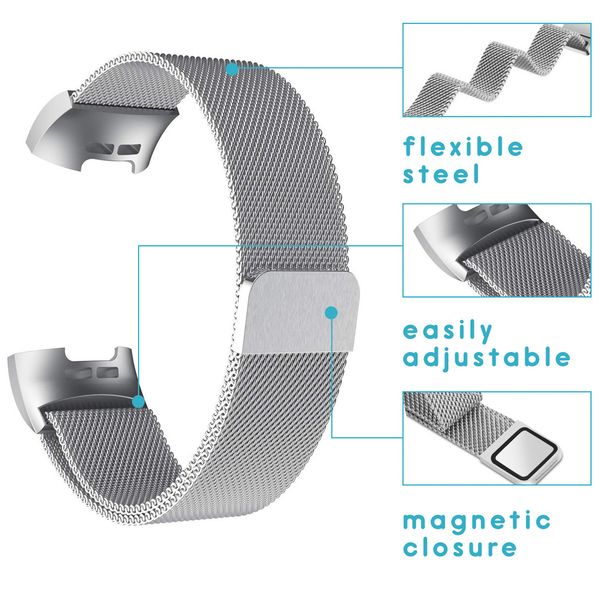 imoshion Milanees Watch bandje Fitbit Charge 3 / 4 - Zilver