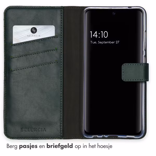 Selencia Echt Leren Bookcase Samsung Galaxy A52(s) (5G/4G) - Groen