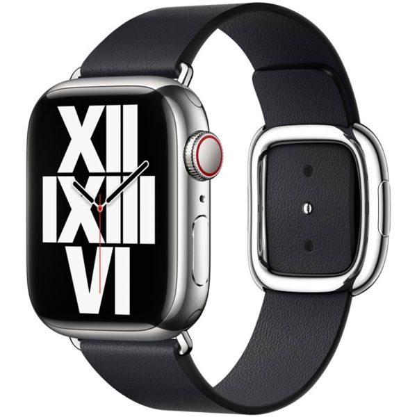 Apple Leather Band Modern Buckle Apple Watch Series 1 t/m 9 / SE (38/40/41 mm) | Series 10 (42 mm) - Maat S - Midnight