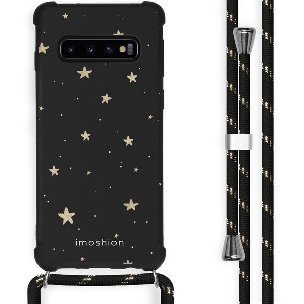 imoshion Design hoesje met koord Samsung Galaxy S10 Plus - Sterren - Zwart / Goud
