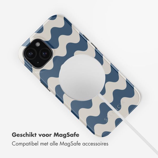 Selencia Vivid Tough Backcover met MagSafe iPhone 15 - Wave Vibes Classic Blue