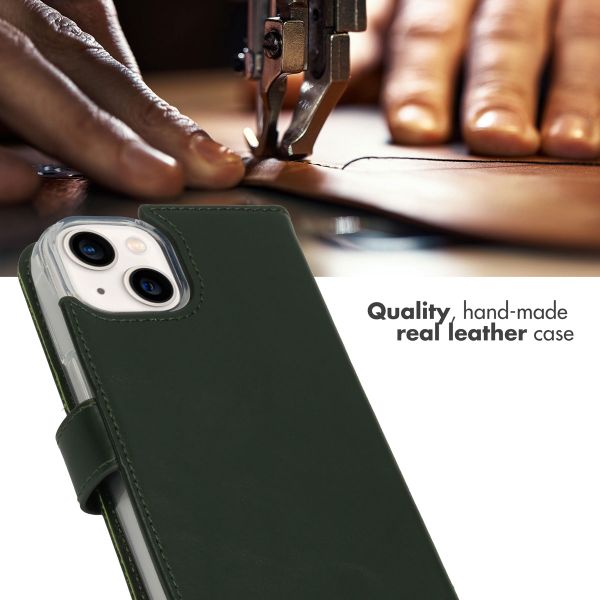 Selencia Genuine Leather Book Case Apple iPhone 14 - Green