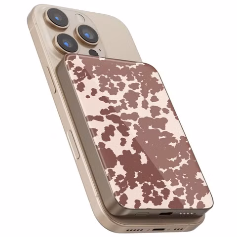 Selencia Vivid Powerbank 5.000 mAh - Draadloze Powerbank - MagSafe en Qi - Desert Gold / Country Moo'd