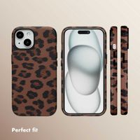 Selencia Sabi Back Cover Panther Print with MagSafe Apple iPhone 15 - Mocha Brown