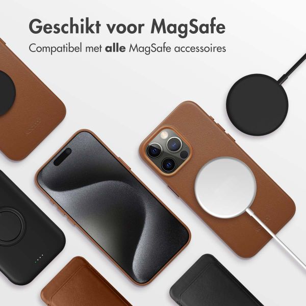 Accezz MagSafe Leather Backcover iPhone 15 Pro Max - Sienna Brown