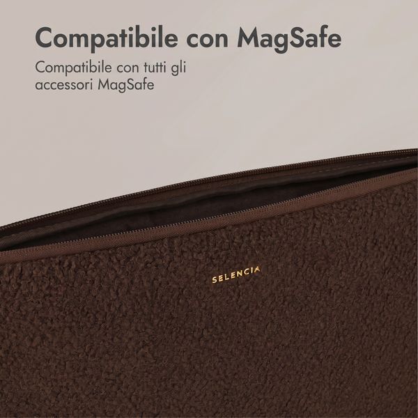 Selencia Teddy Laptop hoes 13-14 inch - Laptopsleeve - Choco Brown