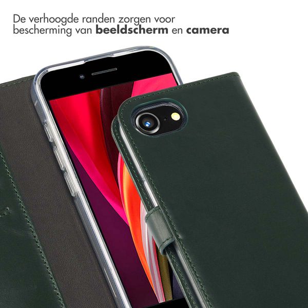 Selencia Echt Lederen Bookcase iPhone 16e - Groen