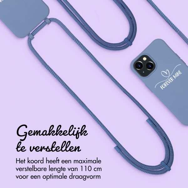 Gepersonaliseerd Color Backcover MagSafe met afneembaar koord en sierlijk hartje  iPhone 15 - Ash Blue