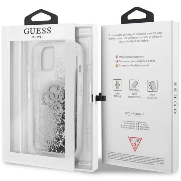 Guess 4G Logo Liquid Glitter Backcover iPhone 13 - Silver