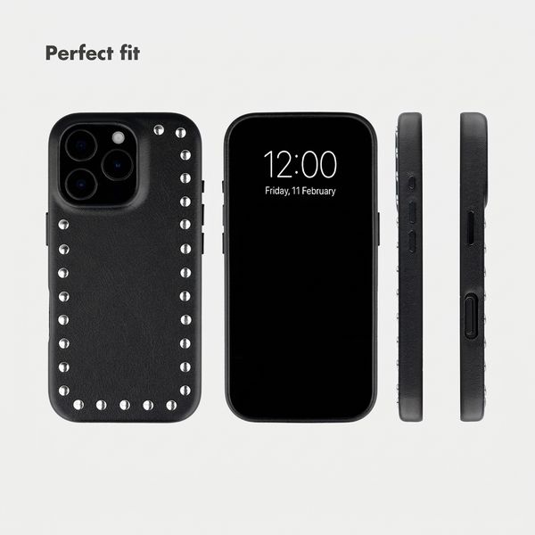 Selencia Studs Back Cover with MagSafe Apple iPhone 16 Pro - Velvet Black