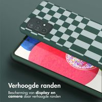 Selencia Siliconen design hoesje met afneembaar koord Samsung Galaxy A52(s) (5G/4G) - Irregular Check Green