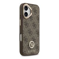 Guess Classic Strass Logo Leather Backcover met MagSafe Apple iPhone 17 - Bruin