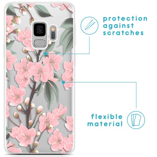 imoshion Design hoesje Samsung Galaxy S9 - Bloem - Roze / Groen