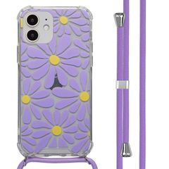 imoshion Design hoesje met koord Apple iPhone 12 (Pro) - Tropical Violet Flowers Connect