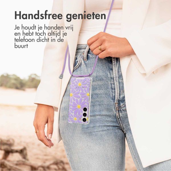 imoshion Design hoesje met koord Samsung Galaxy S23 - Tropical Violet Flowers Connect
