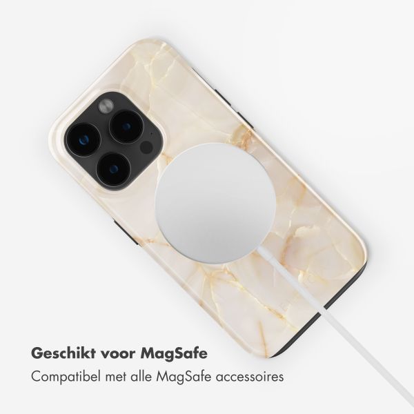 Selencia Vivid Tough Backcover met MagSafe iPhone 15 Pro Max - Golden Beige Marble